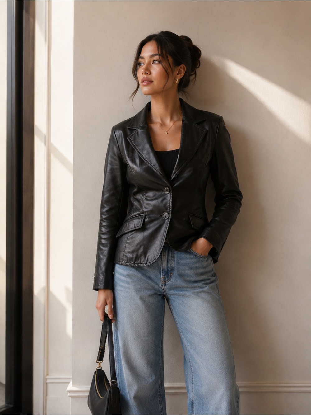 Black Danier Italian Leather Jacket Made in Canada